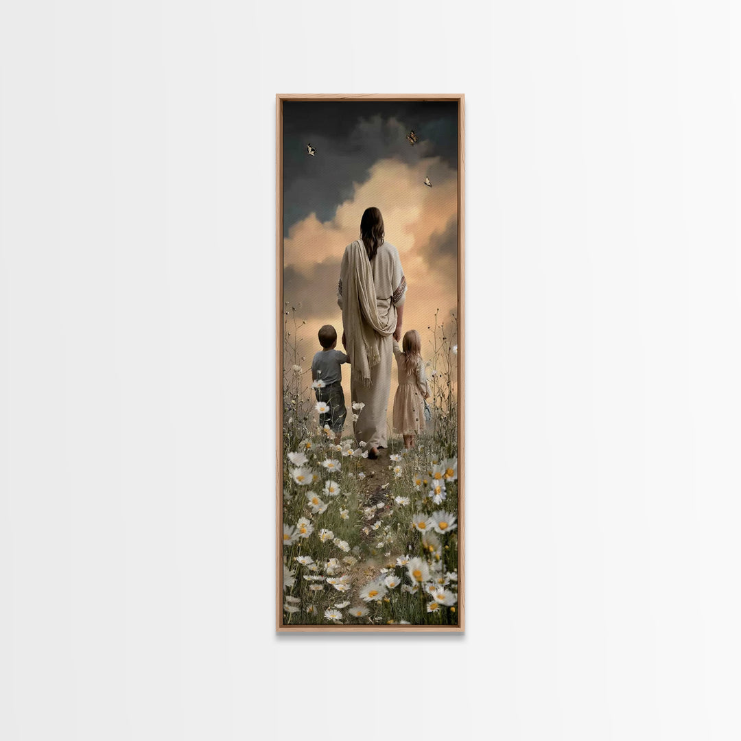 Garden Of His Care – Framed Canvas Print – Narrow Art – Christian Art Canvas – Jesus Painting – Christian Wall Art – Christian Art – Christ