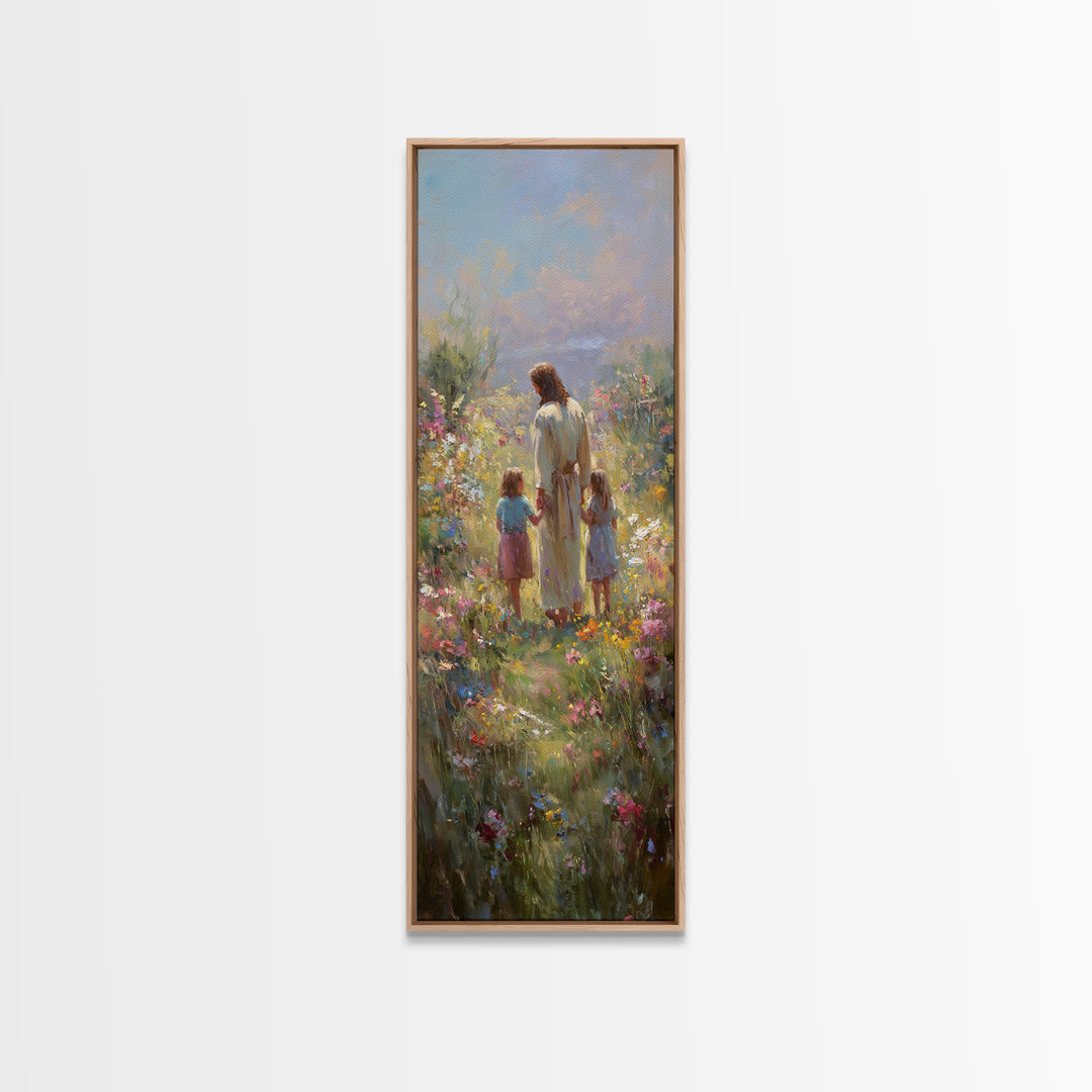 Sunlit Grace, Framed Canvas Print, Skinny Art, Christian Art Canvas, Jesus Painting, Christian Wall Art, Christian Art, Christian Gift Idea