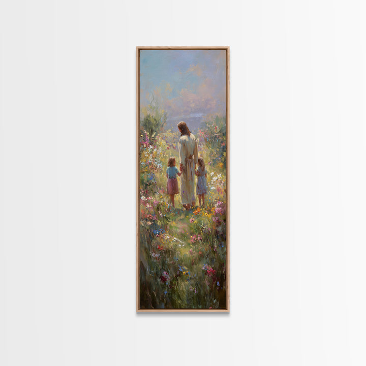 Sunlit Grace, Framed Canvas Print, Skinny Art, Christian Art Canvas, Jesus Painting, Christian Wall Art, Christian Art, Christian Gift Idea