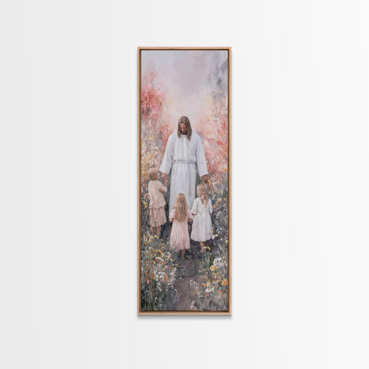 Garden Blessing Light - Framed Canvas Print - Narrow Art - Christian Art - Jesus Painting - Christian Canvas Art - Christian Gift Ideas
