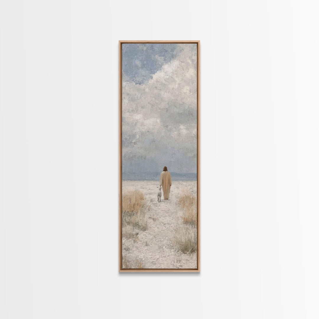 Quiet Shepherd Journey - Framed Canvas Print - Skinny Art - Christian Painting - Christian Art - Jesus Painting - Christian Decor
