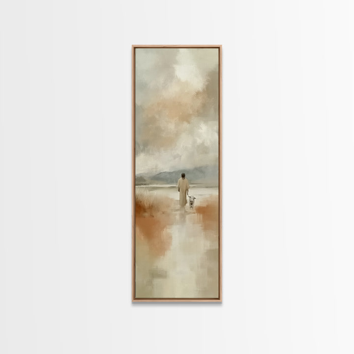 Still Waters Promise - Framed Canvas Print - Narrow Art - Christian Art Canvas - Christian Christmas Art - Jesus Painting - Christian Wall