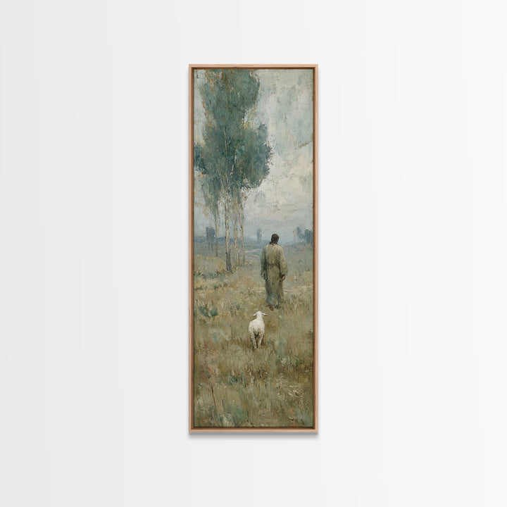 Horizon Of Gentle Peace - Framed Canvas Print - Tall Skinny Art Print - Christian Art - Christian Wall Art - Jesus Painting