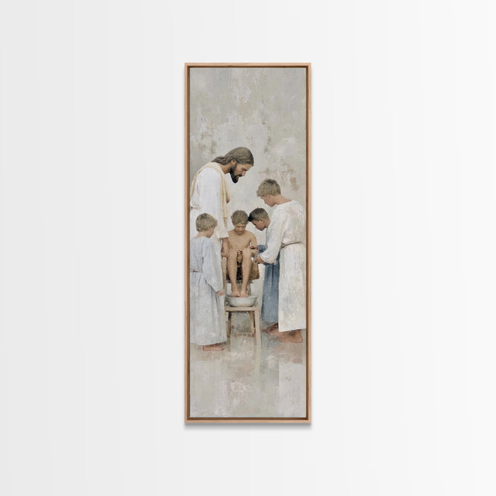 Footsteps Of Love | Framed Canvas Print | Christian Art Canvas | Jesus Painting | Christian Wall Art | Christian Gift Ideas | Tall Skinny A
