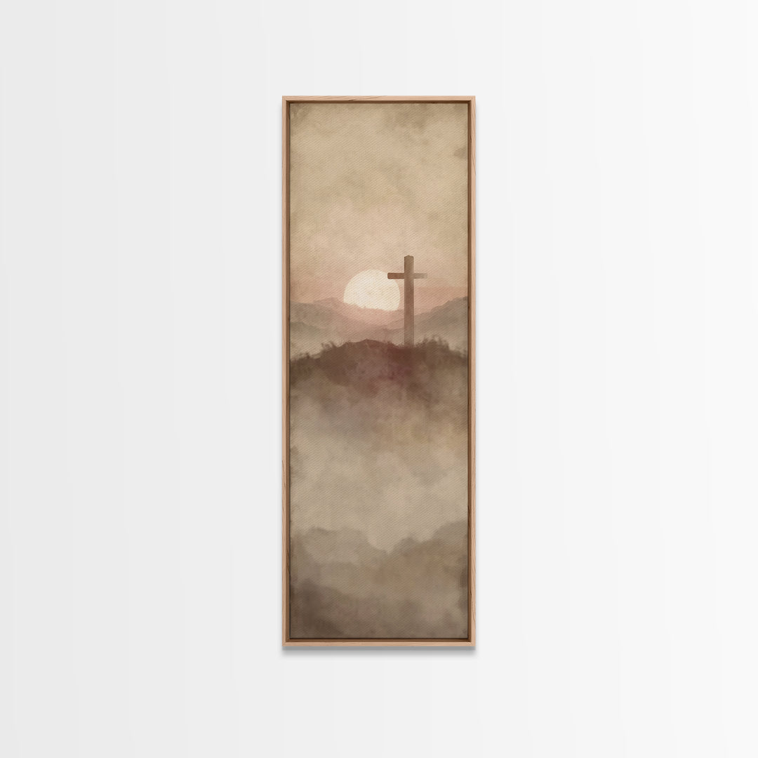 Silent Hill Cross | Framed Canvas Print | Tall Narrow Wall Art | Christian Art Canvas | Christian Wall Art | Subtle Christian Art | Christi