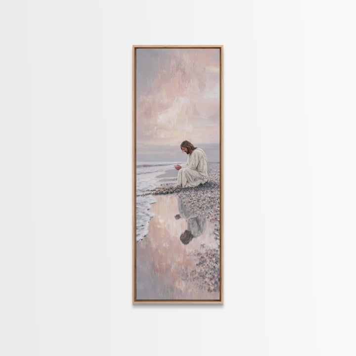 Morning Tide Grace - Framed Canvas Print - Tall Narrow Wall Art - Christian Art Canvas - Jesus Painting - Christian Wall Art - Christian Ar
