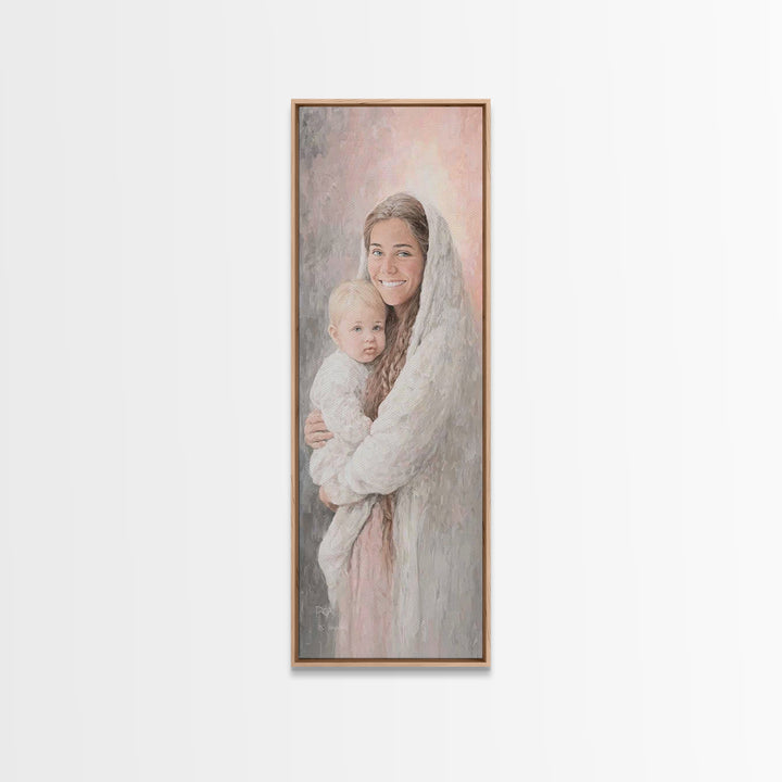 Heavenly Warmth | Framed Canvas Print | Tall Skinny Art Print | Christian Art Canvas | Christian Wall Art | Christian Christmas Art