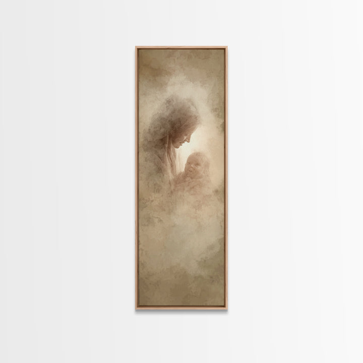 Blessed Glow | Framed Canvas Print | Narrow Art | Christian Wall Art | Christian Art Canvas | Christian Christmas Art | Jesus Art