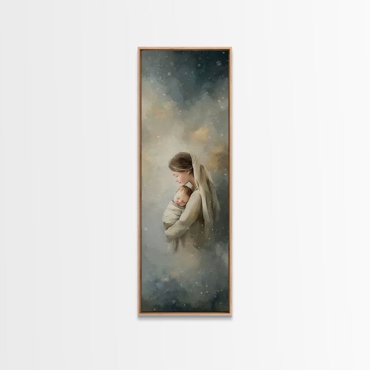 Snowfall Grace | Framed Canvas Print | Tall Narrow Wall Art | Christian Art Canvas | Christian Wall Art | Christian Christmas Art