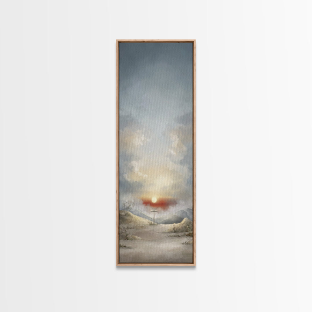 Evening Vigil, Framed Canvas Print, Narrow Art, Christian Art Canvas, Christian Wall Art, Moody Christian Art, Christian Christmas Art, Chr