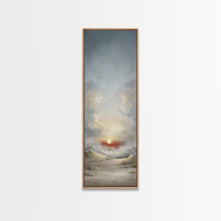 Evening Vigil, Framed Canvas Print, Narrow Art, Christian Art Canvas, Christian Wall Art, Moody Christian Art, Christian Christmas Art, Chr