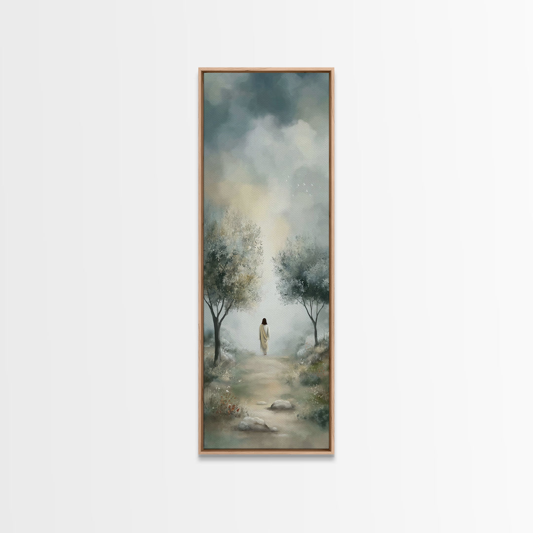 Autumn Savior – Framed Canvas Print – Tall Skinny Art Print – Christian Art – Christian Art Canvas – Christian Wall Art – Christmas Art
