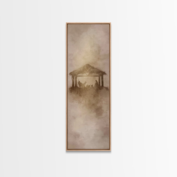 Nativity Light Sky, Framed Canvas Print, Tall Skinny Art Print, Christmas Art, Christian Christmas Art, Christian Art Canvas, Christian Dec