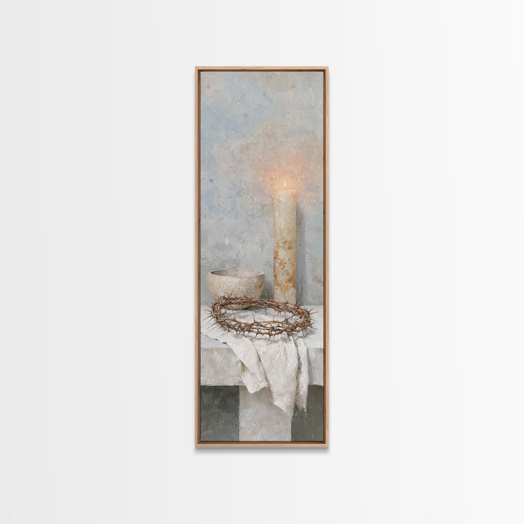 Crown Of Light – Framed Canvas Print – Tall Narrow Wall Art – Christian Art Canvas – Subtle Christian Art – Christian Wall Art – Christian
