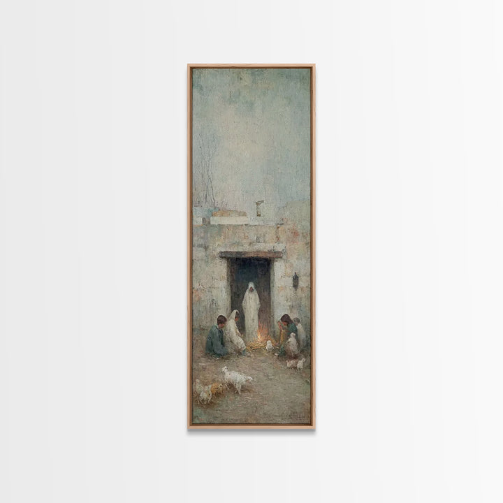 Bethlehem Hearth Peace – Framed Canvas Print – Narrow Art – Christian Christmas Art – Christian Wall Art – Jesus Painting – Christian Gift