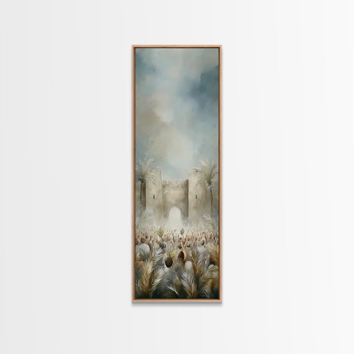 Palm Day Rejoicing – Framed Canvas Print – Tall Skinny Art Print – Christian Art – Christmas Wall Art – Christian Art Canvas – Christian Gi