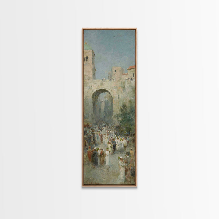 Hosanna Procession Peace – Framed Canvas Print – Tall Skinny Art Print – Christian Decor – Christian Christmas Art – Jesus Painting – Chris