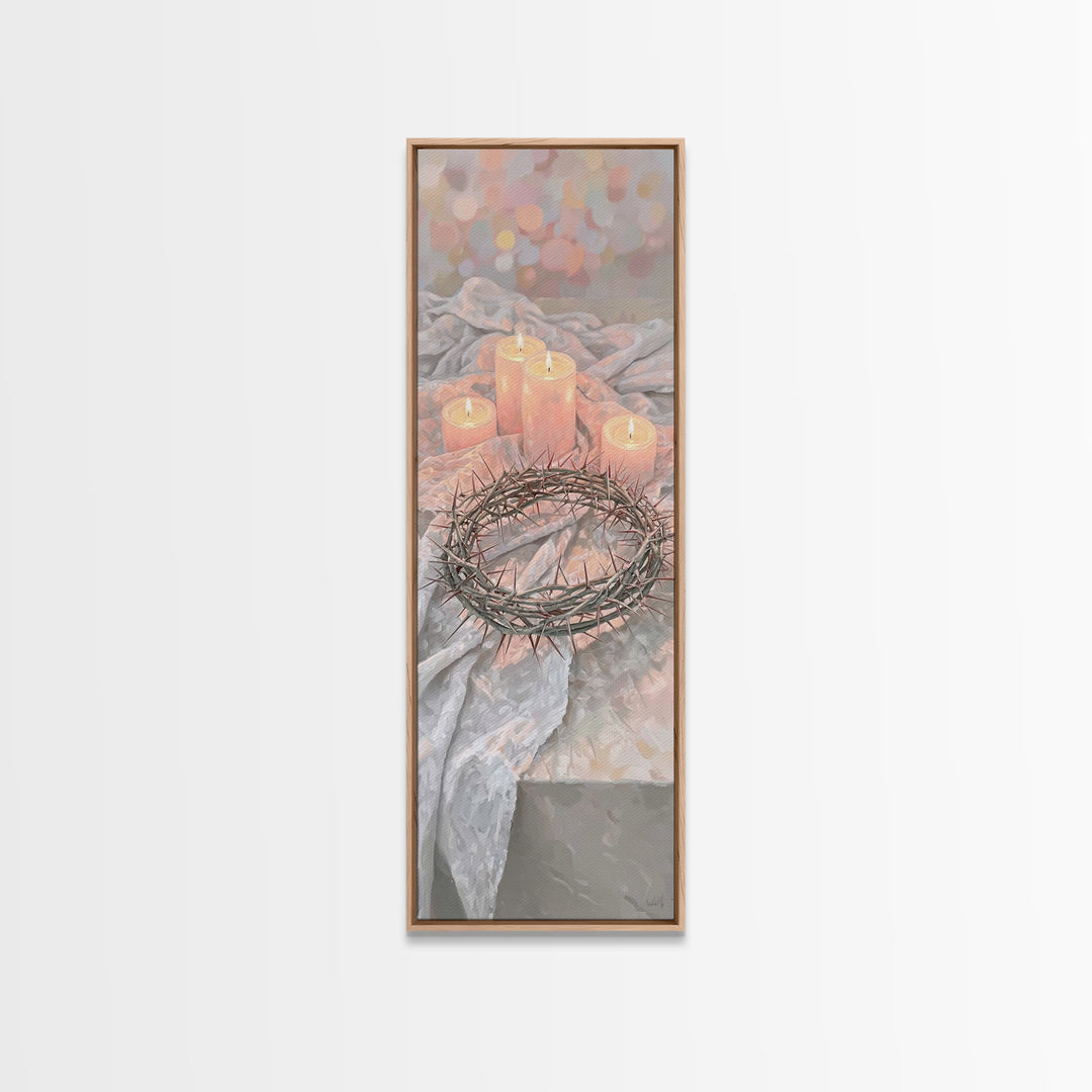 Crown Of Light – Framed Canvas Print – Christian Wall Art – Christian Art Canvas – Christmas Art – Narrow Art – Christian Christmas Art