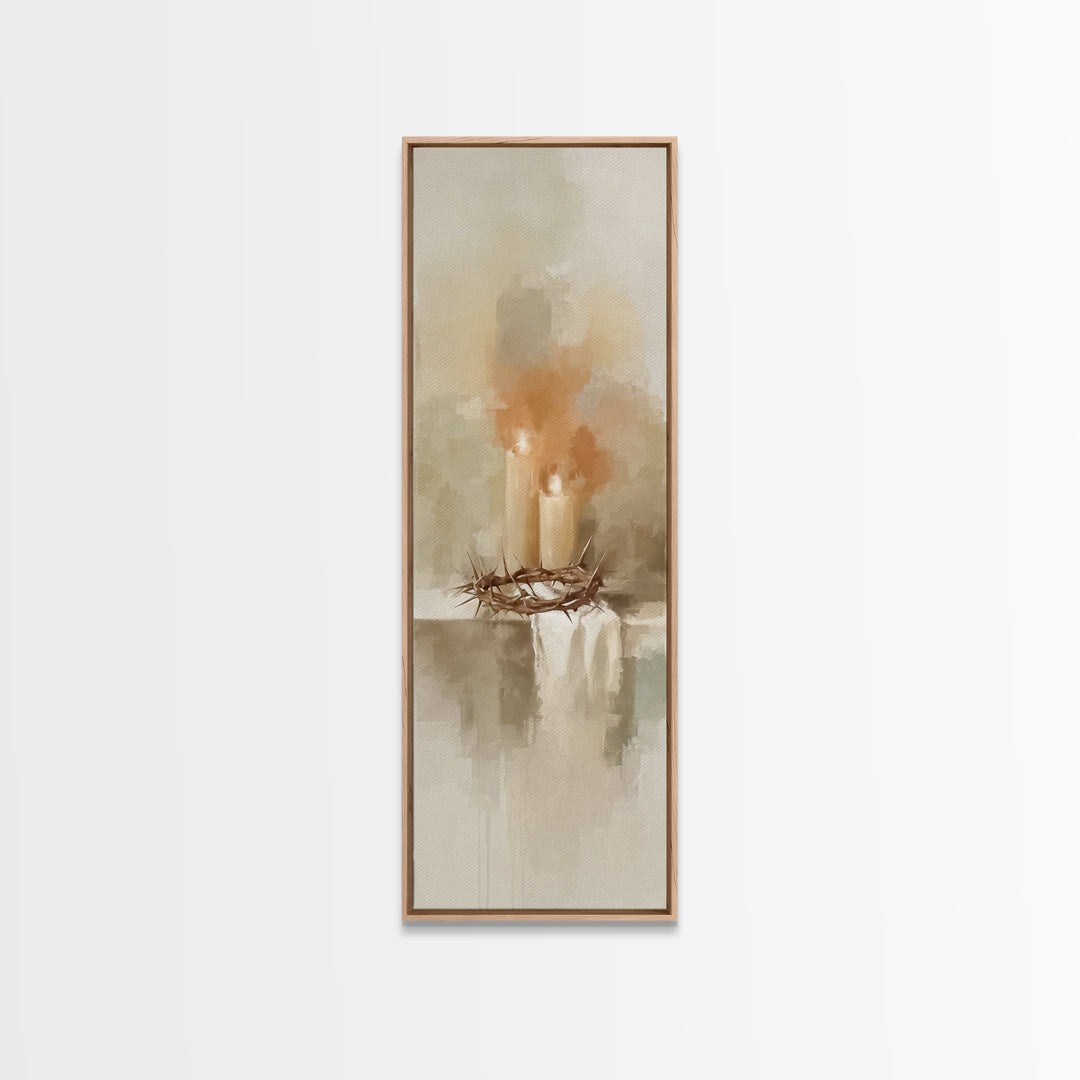 Silent Ember Grace | Framed Canvas Print | Christian Art Canvas | Modern Christian Art | Tall Skinny Art Print | Christian Wall Art | Chris