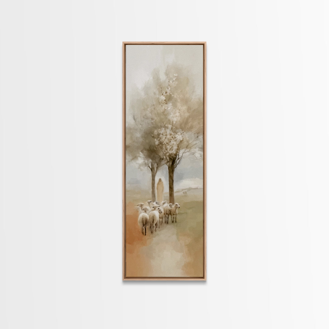 Shepherds Of Peace – Framed Canvas Print – Christian Wall Art – Jesus Painting – Tall Skinny Art Print – Christian Art Canvas – Christmas A