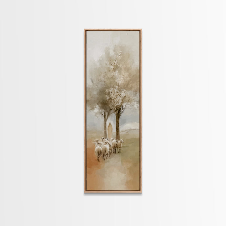 Shepherds Of Peace – Framed Canvas Print – Christian Wall Art – Jesus Painting – Tall Skinny Art Print – Christian Art Canvas – Christmas A