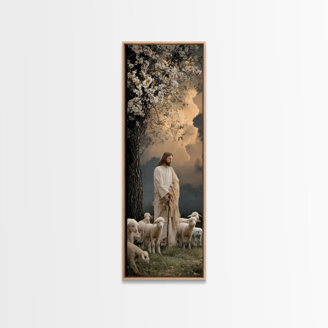 Blossoms Of Mercy, Framed Canvas Print, Christian Art Canvas, Narrow Art, Jesus Wall Art, Christian Christmas Art, Modern Christian Art