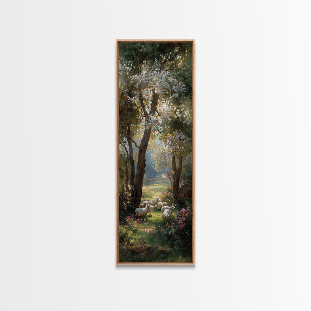 Quiet Shepherd Path | Framed Canvas Print | Christian Decor | Narrow Art | Jesus Wall Art | Christian Art Painting | Christmas TV Art