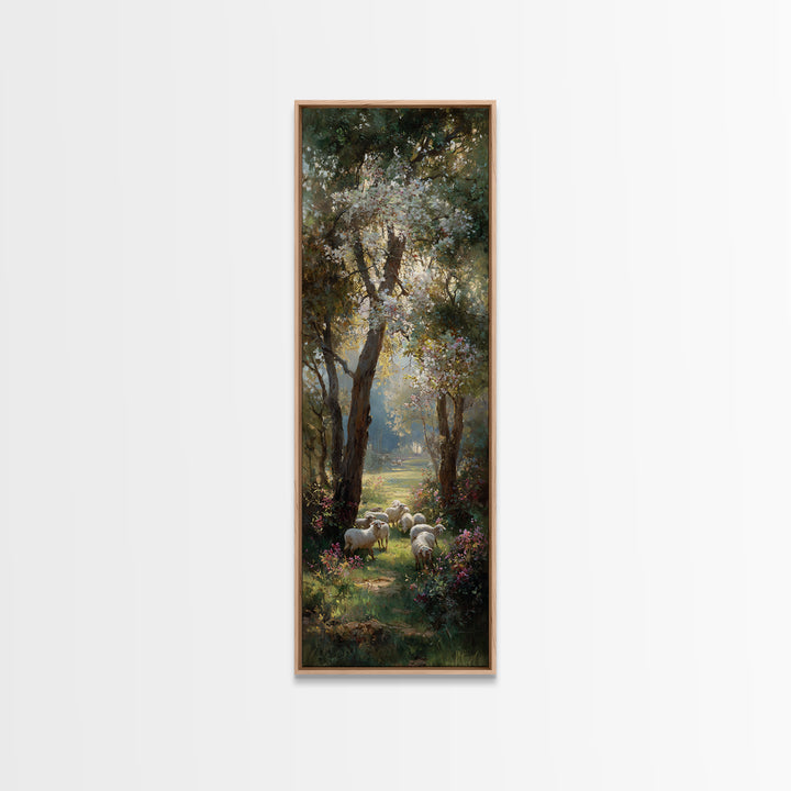 Quiet Shepherd Path | Framed Canvas Print | Christian Decor | Narrow Art | Jesus Wall Art | Christian Art Painting | Christmas TV Art