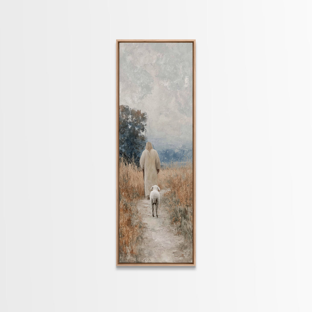 Hopeful Morning Walk - Framed Canvas Print - Christian Wall Art - Narrow Art - Jesus Painting Canvas - Christian Christmas - Christian Art