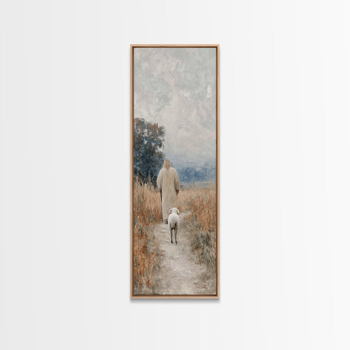 Hopeful Morning Walk - Framed Canvas Print - Christian Wall Art - Narrow Art - Jesus Painting Canvas - Christian Christmas - Christian Art