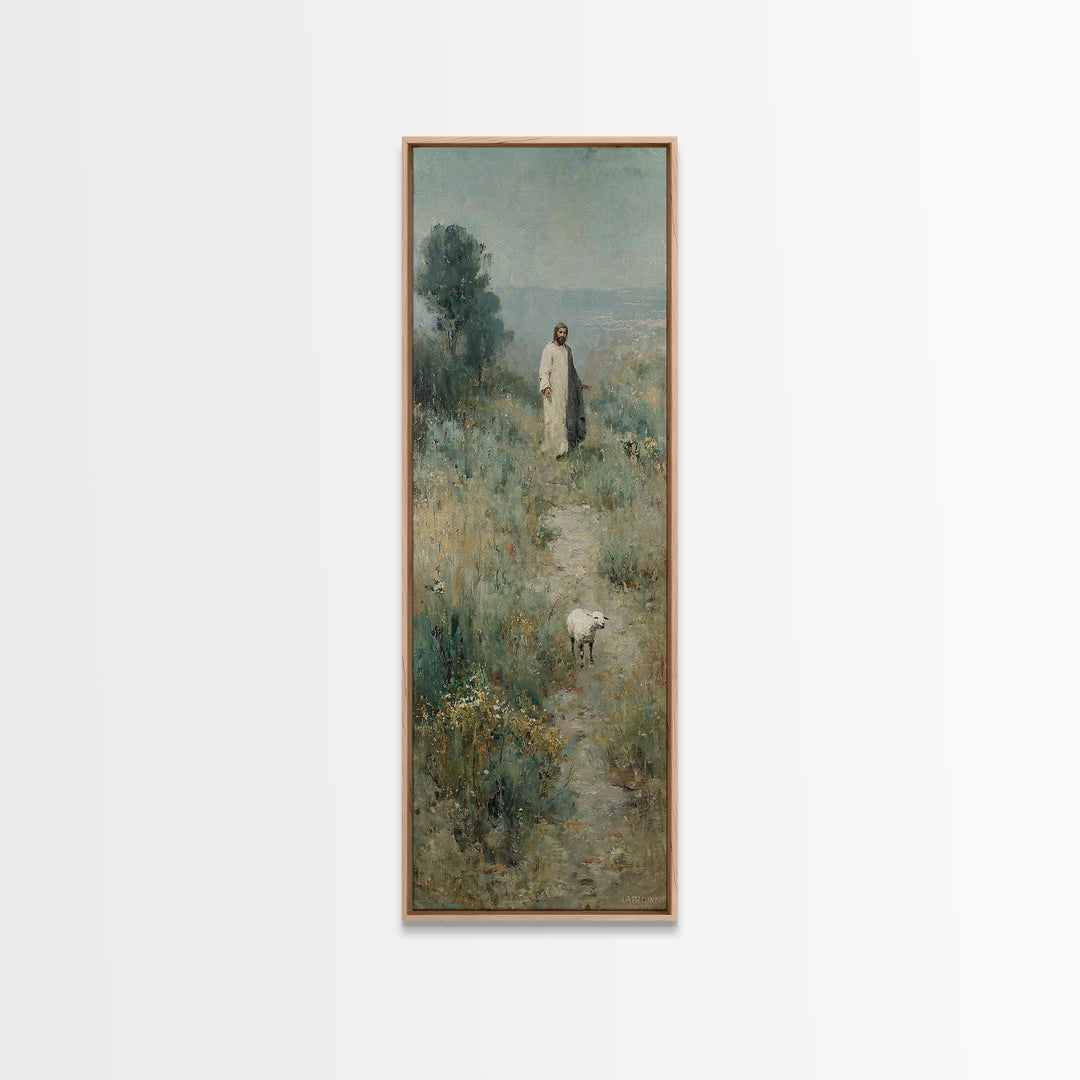 Shepherd’s Quiet Road, Framed Canvas Print, Narrow Art, Christian Art Canvas, Jesus Wall Art, Modern Christian Art, Christian Gift Ideas