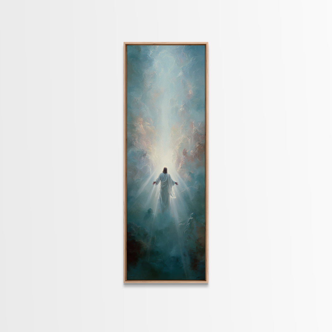 Cross of Dawn | Framed Canvas Print | Tall Narrow Wall Art | Christian Wall Art | Christian Art Canvas | Christian Painting | Christian Dec