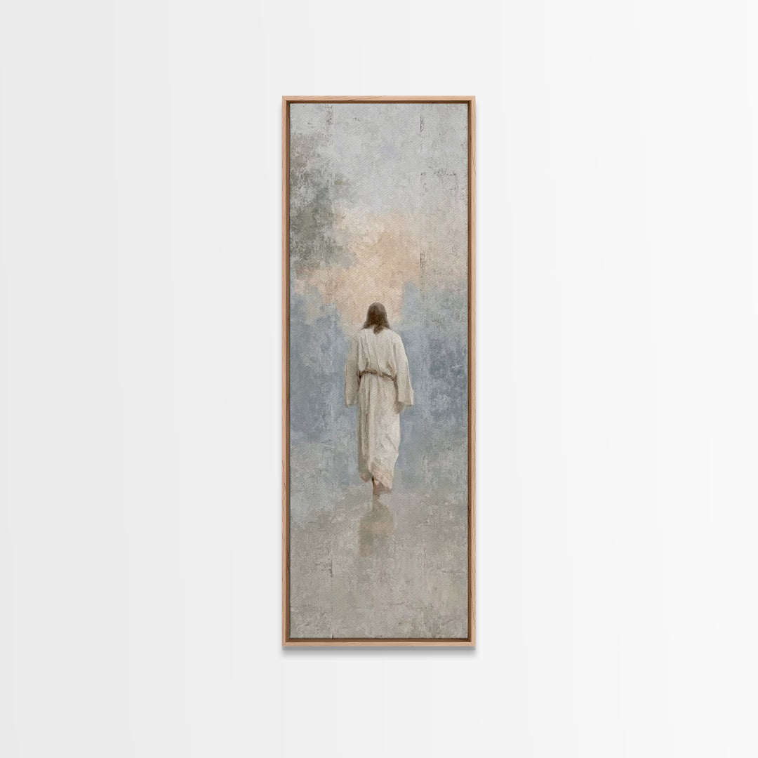 Solitary Savior – Framed Canvas Print – Tall Skinny Art Print – Christian Art Canvas – Jesus Painting – Christian Wall Art – Subtle Christi