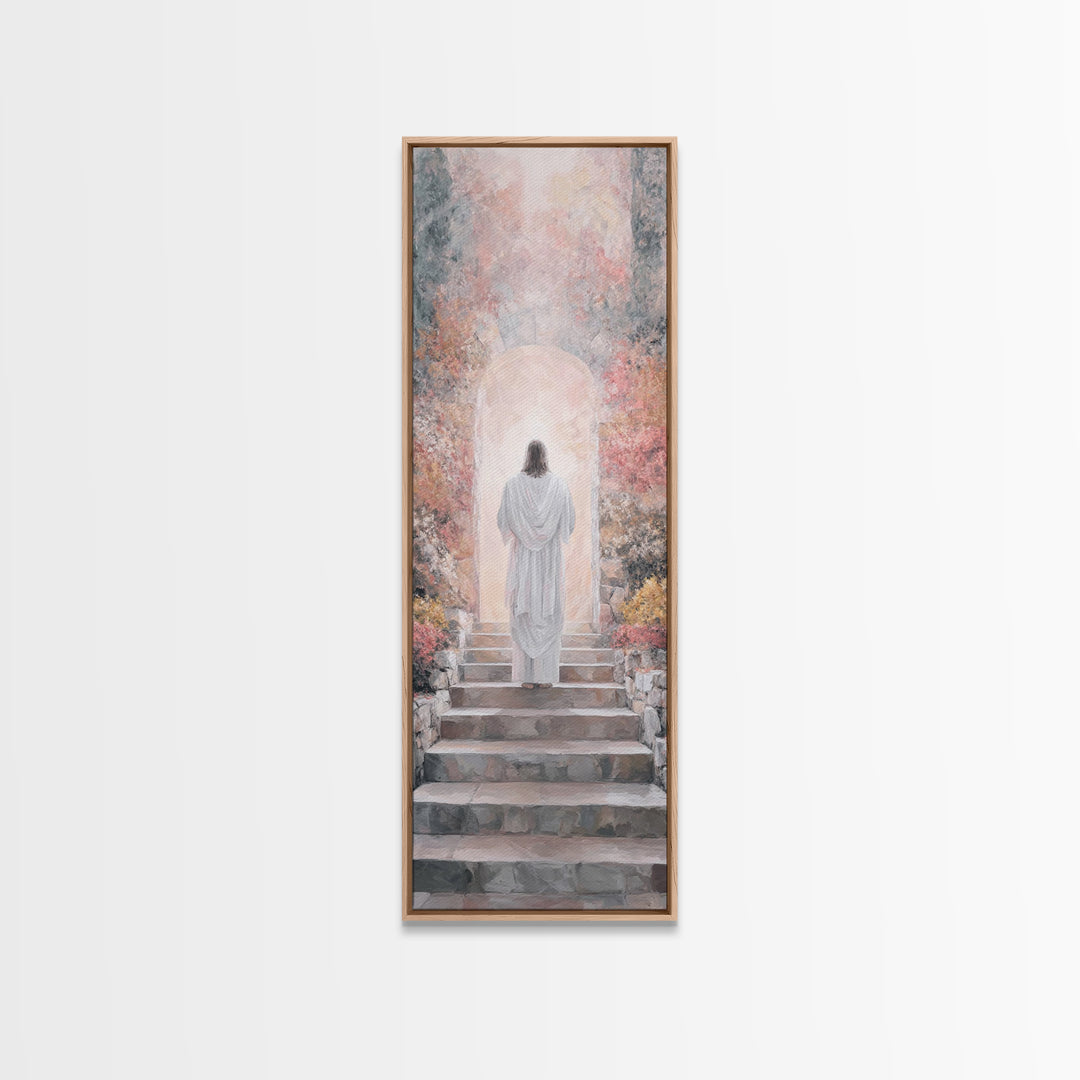 Garden of Light | Framed Canvas Print | Narrow Art | Christian Art Canvas | Jesus Painting | Christian Wall Art | Christian Gift