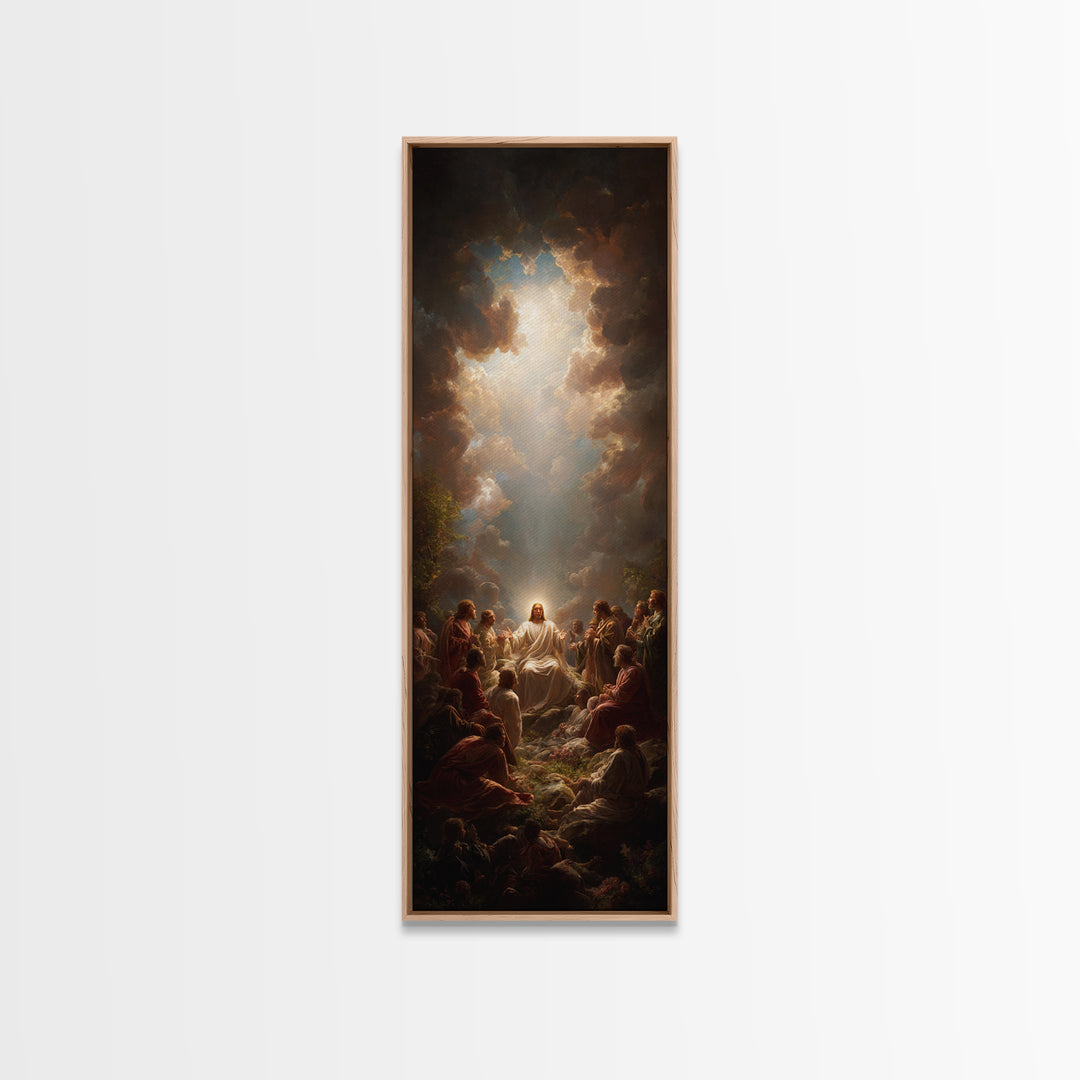 Divine Teaching – Framed Canvas Print – Skinny Art – Christian Wall Art – Christian Art Canvas – Jesus Painting – Modern Christian Art
