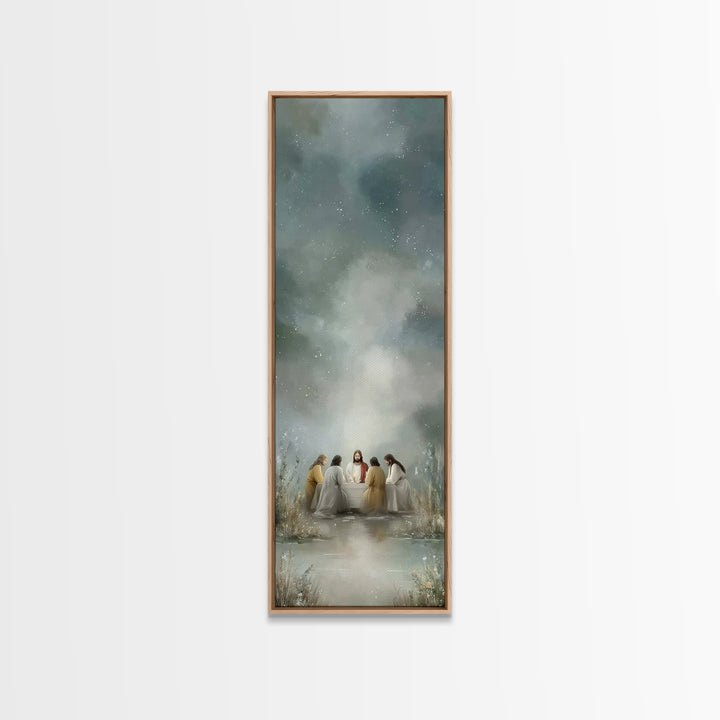Night Of Fellowship – Framed Canvas Print – Tall Narrow Wall Art – Christian Wall Art – Jesus Painting – Christian Art Canvas – Christian D