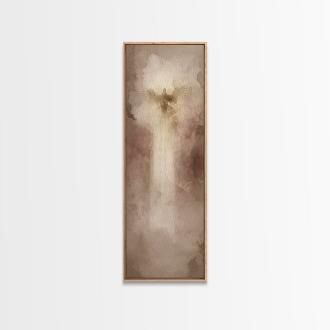 Heavenly Ascent Dove, Framed Canvas Print, Christian Art Canvas, Modern Christian Art, Tall Skinny Art Print, Christian Painting, Christian