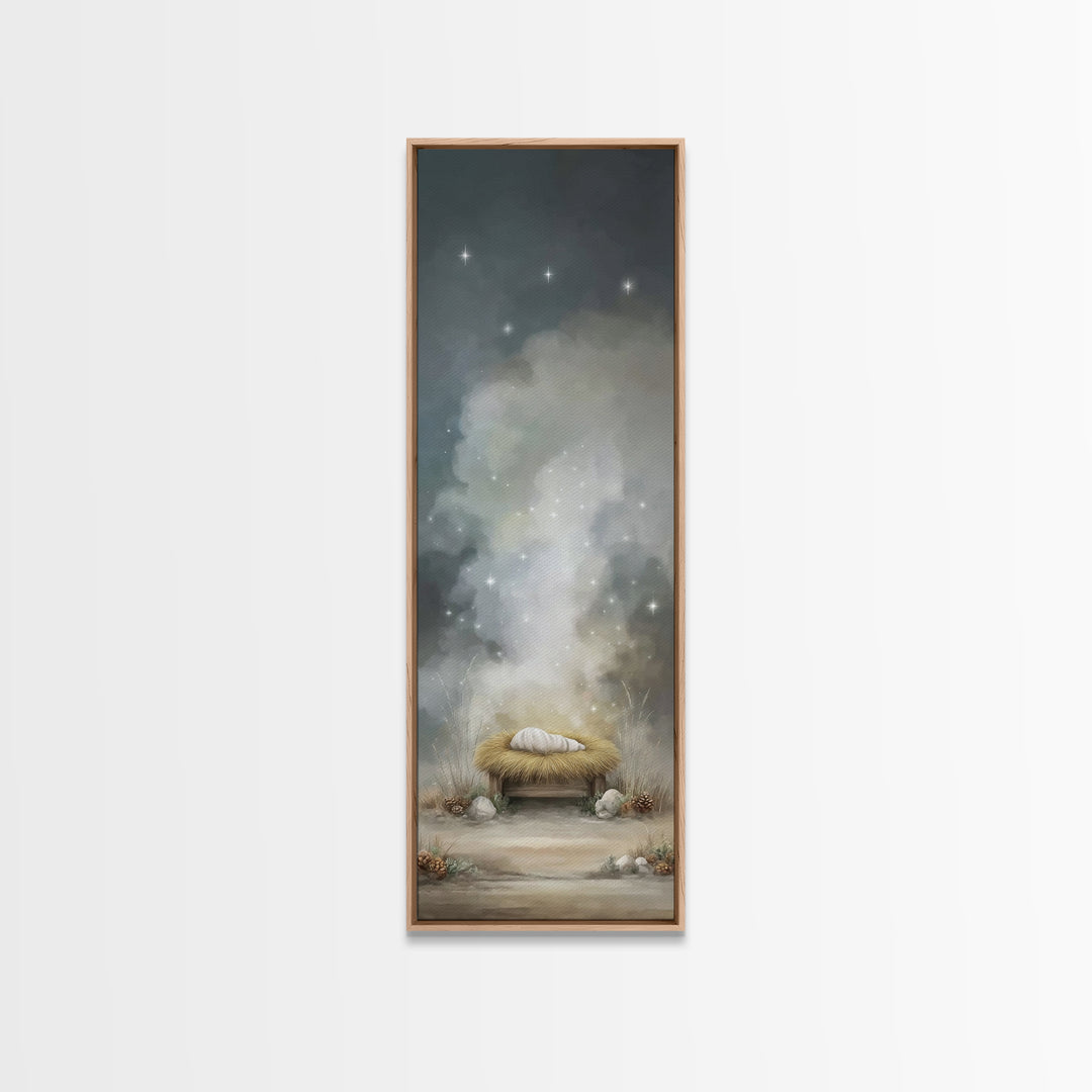 Starborn Holy Child – Framed Canvas Print – Skinny Art – Christian Art Canvas – Christian Wall Art – Christmas Art – Jesus Art Print – Chri