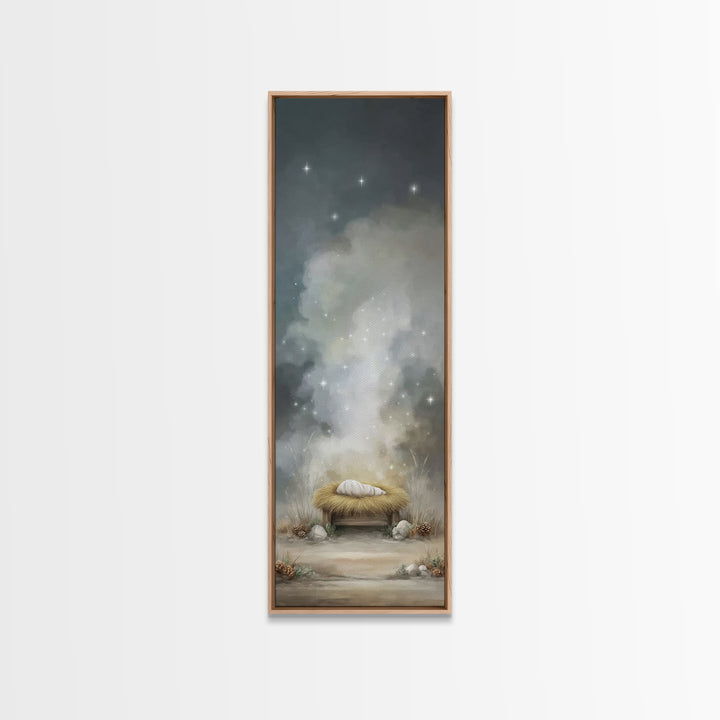 Starborn Holy Child – Framed Canvas Print – Skinny Art – Christian Art Canvas – Christian Wall Art – Christmas Art – Jesus Art Print – Chri