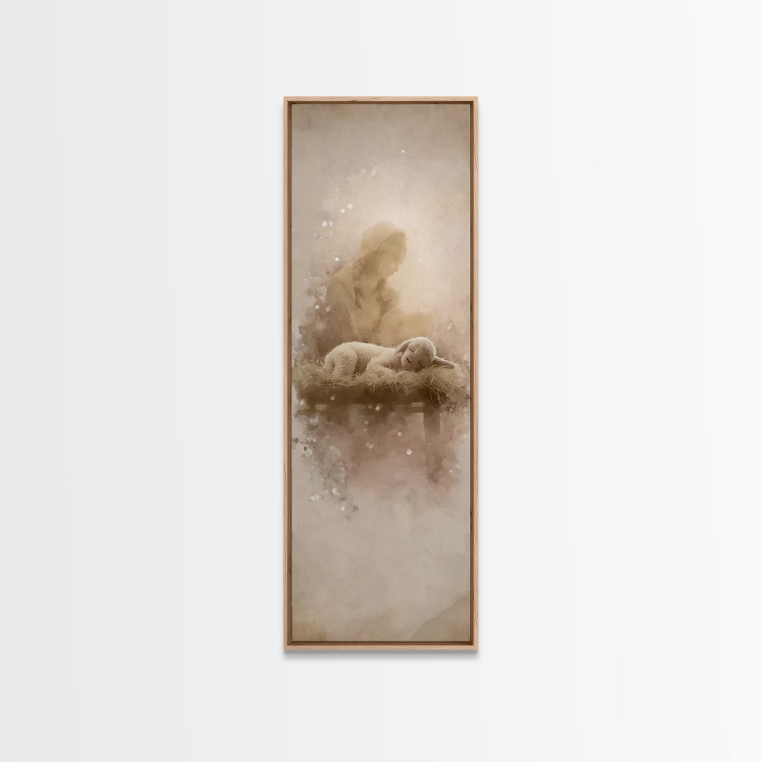 Lamb Of Pure Light – Framed Canvas Print – Tall Skinny Art Print – Christian Art – Christian Art Canvas – Christmas Art – Christian Wall Ar