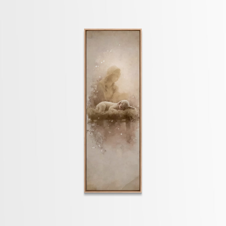 Lamb Of Pure Light – Framed Canvas Print – Tall Skinny Art Print – Christian Art – Christian Art Canvas – Christmas Art – Christian Wall Ar