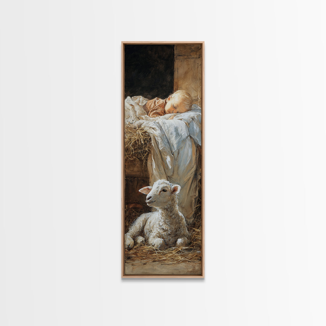 Starborn Serenity – Framed Canvas Print – Christian Wall Art – Christian Art Canvas – Jesus Christmas Art – Narrow Art