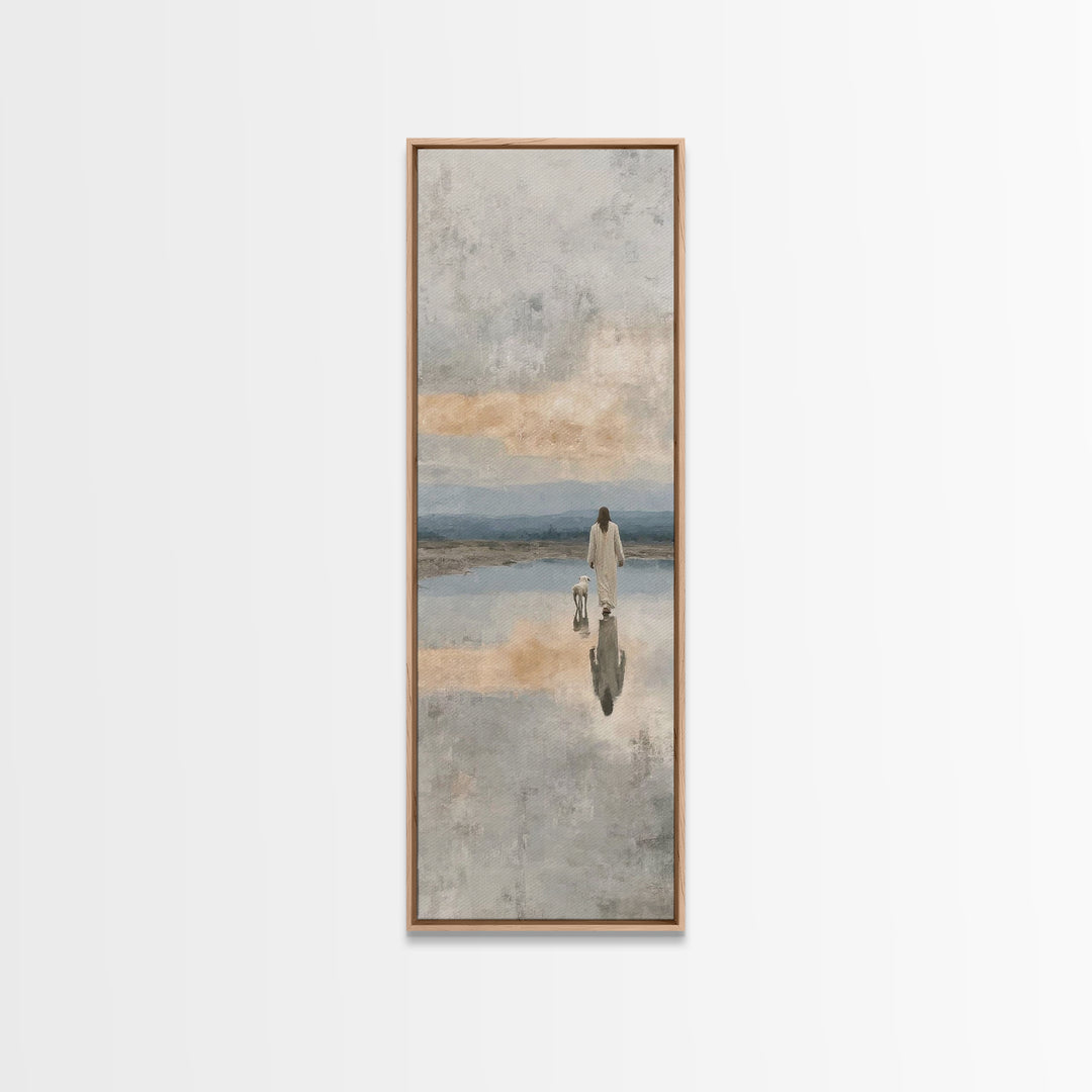 Path Of Still Waters – Framed Canvas Print – Christian Wall Art – Jesus Painting – Christian Art Canvas – Narrow Art – Christian Art