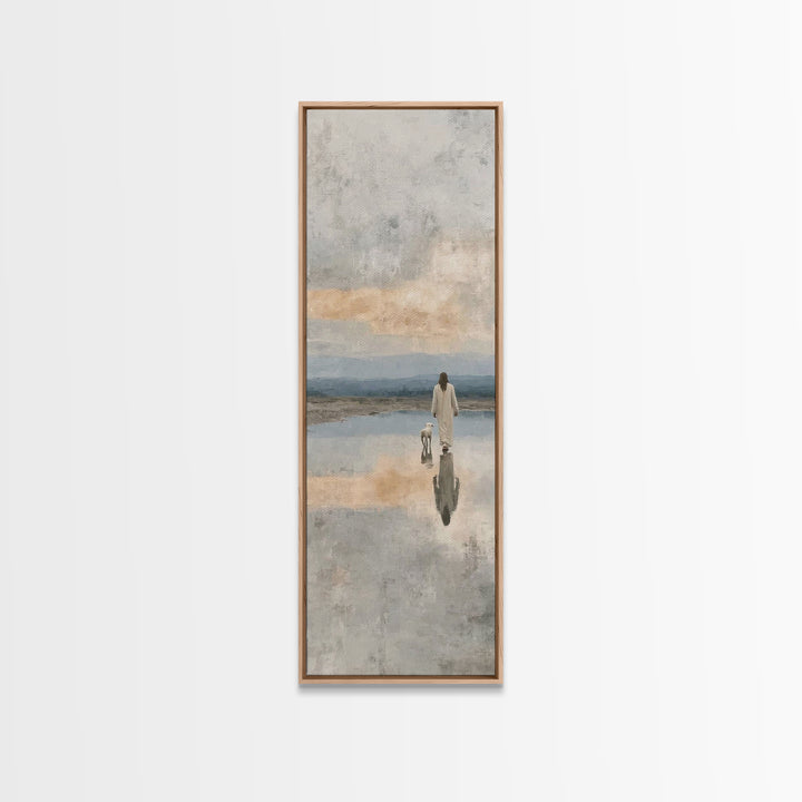 Path Of Still Waters – Framed Canvas Print – Christian Wall Art – Jesus Painting – Christian Art Canvas – Narrow Art – Christian Art