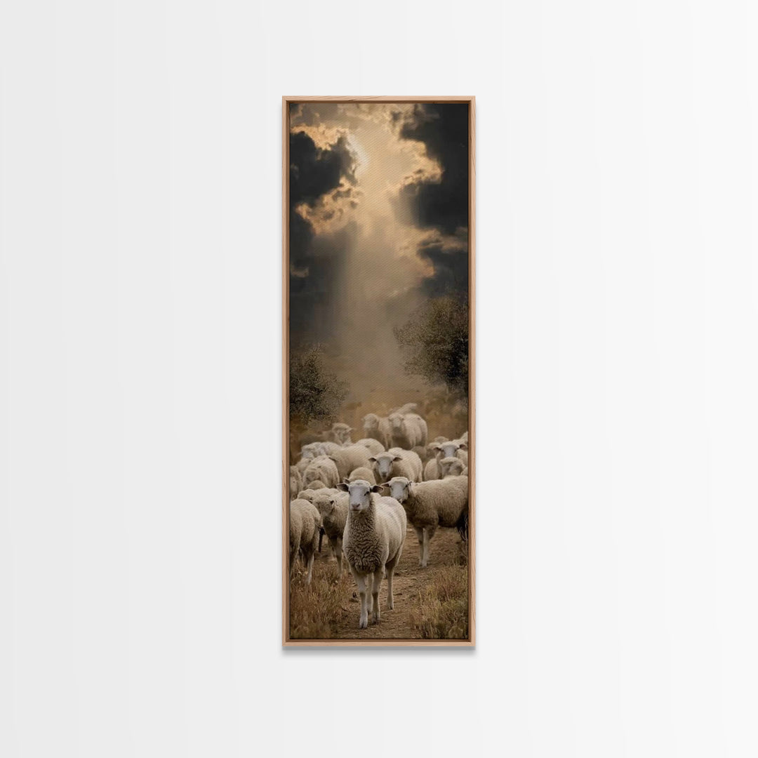 Light Over The Fold – Framed Canvas Print – Christian Art Canvas – Christian Wall Art – Christian Art – Skinny Art – Jesus Painting