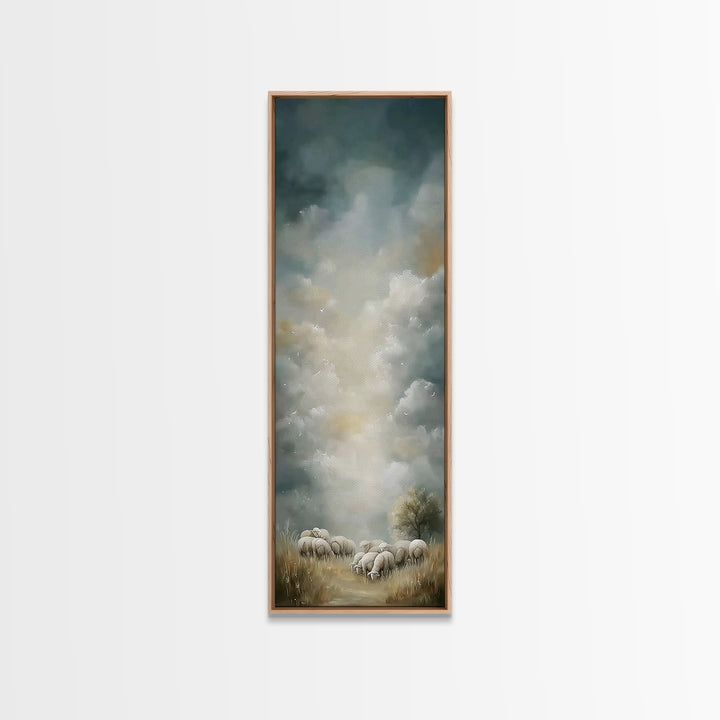 Pastoral Dawn Grace,Framed Canvas Print,Christian Art Canvas,Tall Skinny Art Print,Christian Christmas Art,Jesus Wall Art,Christian Decor