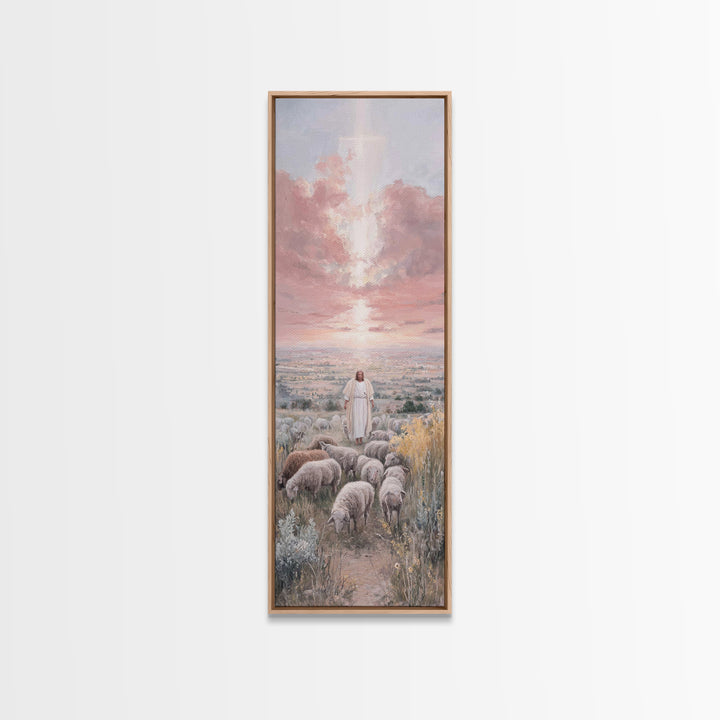 Guiding Shepherd Path | Framed Canvas Print | Christian Wall Art | Skinny Art | Christian Painting | Christmas Wall Art | Jesus Art Canvas