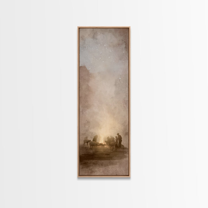 Desert Watch Glow - Framed Canvas Print - Christian Art Canvas - Tall Skinny Art Print - Christmas Art - Jesus Painting - Christian Decor
