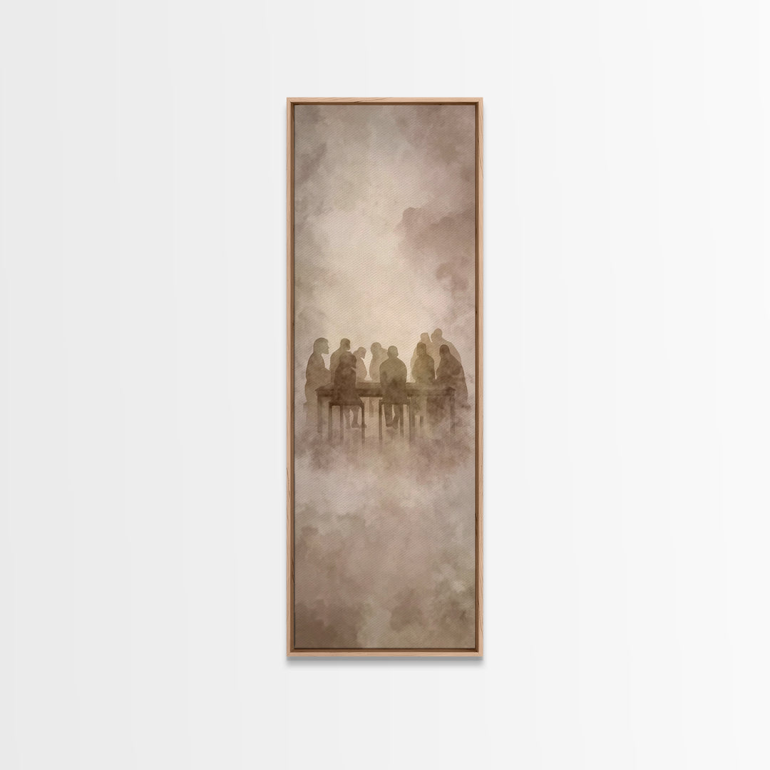 Heavenly Table Gathering | Framed Canvas Print | Christian Art Canvas | Christian Wall Art | Jesus Painting | Narrow Art | Christian Gift I
