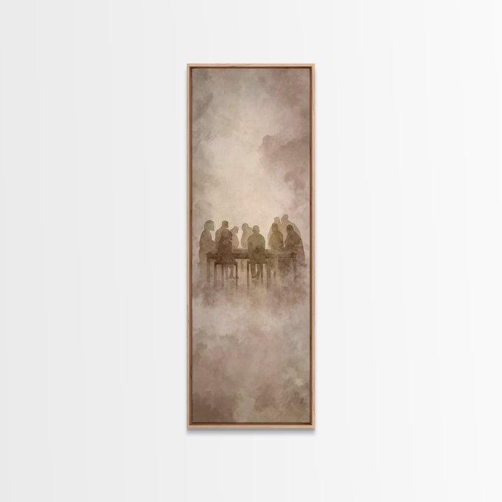 Heavenly Table Gathering | Framed Canvas Print | Christian Art Canvas | Christian Wall Art | Jesus Painting | Narrow Art | Christian Gift I